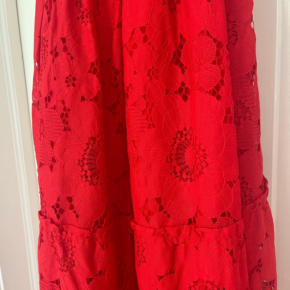 Hill House Lace Ribbon Ellie Nap Dress Poppy Red Floral Lace - Picture 8 of 8